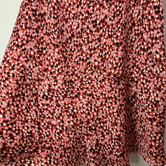 TALBOTS Red Raining Dots Charmeuse Flounced Skirt Sz Petite 4p - Picture 2 of 7